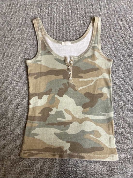 Brandy Melville Tops - Brandy Melville John Galt Camo Ribbed Henley Tank Top- Cotton One Size